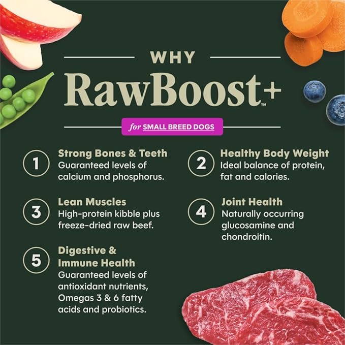 Instinct RawBoost Small Breed, Natural Dry Dog Food with Freeze-Dried Pieces, High Protein, Grain-Free Recipe - Real Beef, 3.5 lb. Bag