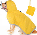 Lukovee Dog Raincoat, Adjustable Dog Rain Jacket with Clear Hooded Double Layer for Large Medium Small Dogs Puppies, Waterproof Rain Coat Poncho with Reflective Storage Pocket & Rim (Yellow, XXL)