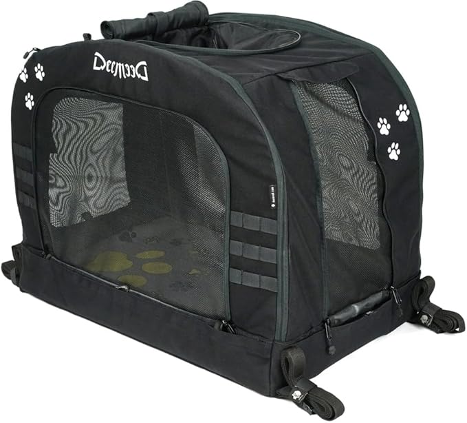 Motorcycle Dog Carrier Capsule XL - Heavy Duty Pet Travel Bag for Large Breeds up to 80 lbs - Universal Fit for Sissy Bar, Luggage Rack - Secure, All-Weather Ventilation, Car & Motorbike Use