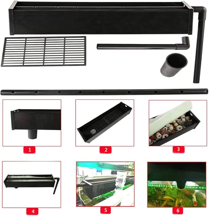 Black Fish Tank 124Gal LED Aquarium Kit Upright Fish Tank Large Glass Fishbowl Glsaa Bar for Patios Living Office Room and Kitchen