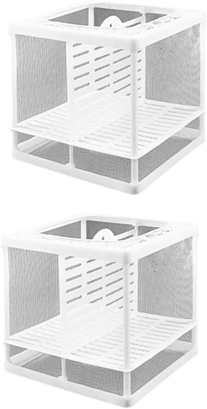 2PCS Protective Aquariums Breeding Cage Netting Nursery Tanks with Suction Cup for Fry Rearing and Secure Observation Spawning Box for Aquariums Fish