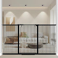 40.55" Walk Through Extra Tall Wide Baby Gates, 74.1"-76.7" Black Pressure Mounted Dog Gates