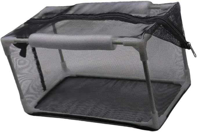 Aquarium Separation Net Breeding Box Nylon Mesh Multipurpose Pp Frame with Zipper for Fish Spawn Hatchery Easily Install, 32x17x17cm