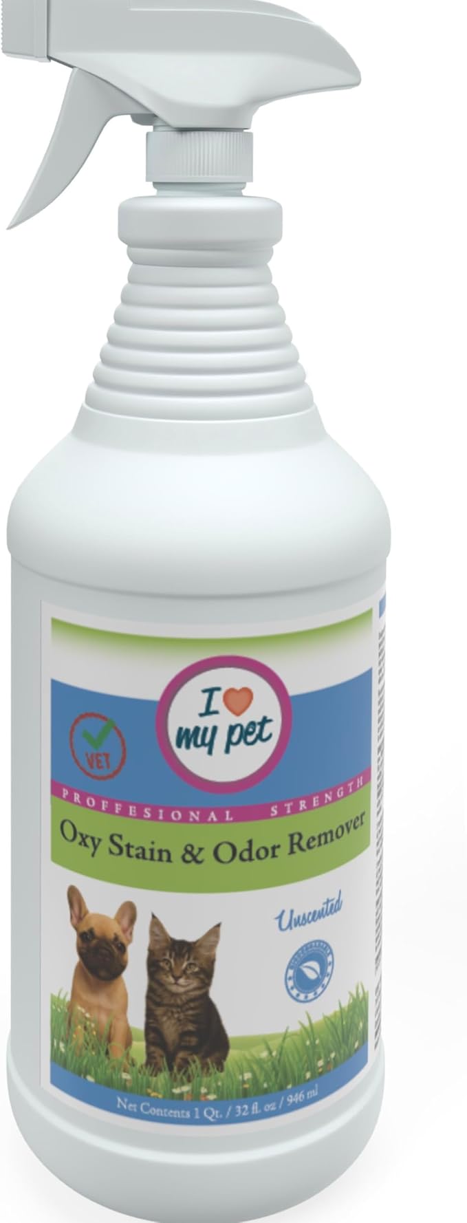 I Love My Pet Unscented Oxy Carpet Cleaner Spray, Professional Strength Stain Remover & Odor Eliminator for Dog & Cat Urine Accidents, 32 oz