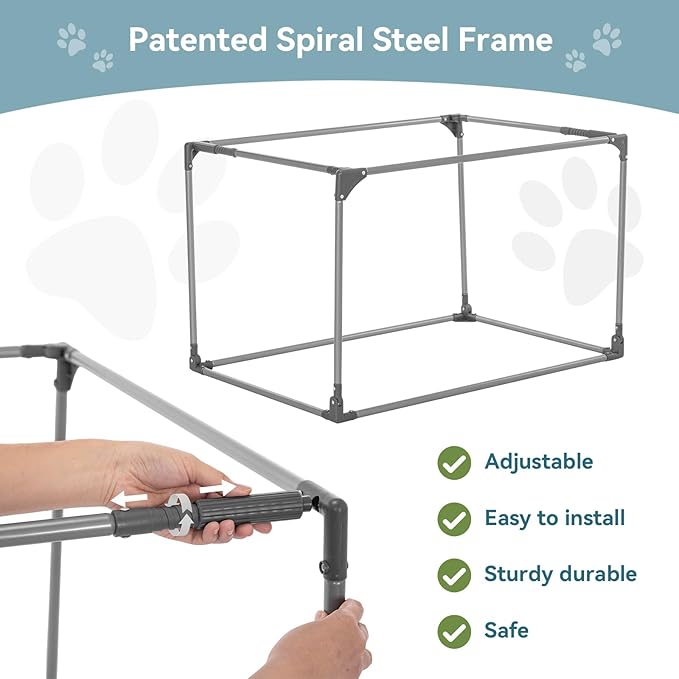 PETSFIT Portable Dog Crate for Medium Large Dogs, – 36" Soft Dog Travel Crates with Lockable Zippers & Thicken Mat, Adjustable Patented Spiral Steel Frame, Collapsible Kennel for Indoor & Outdoor