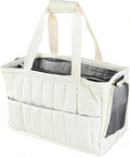 Dog Purse Carrier for Small Dogs, Small Cat Purse Carrier Soft with Large Pocket, Portable Pet Carrier Tote Bag with Safe Leash (White)