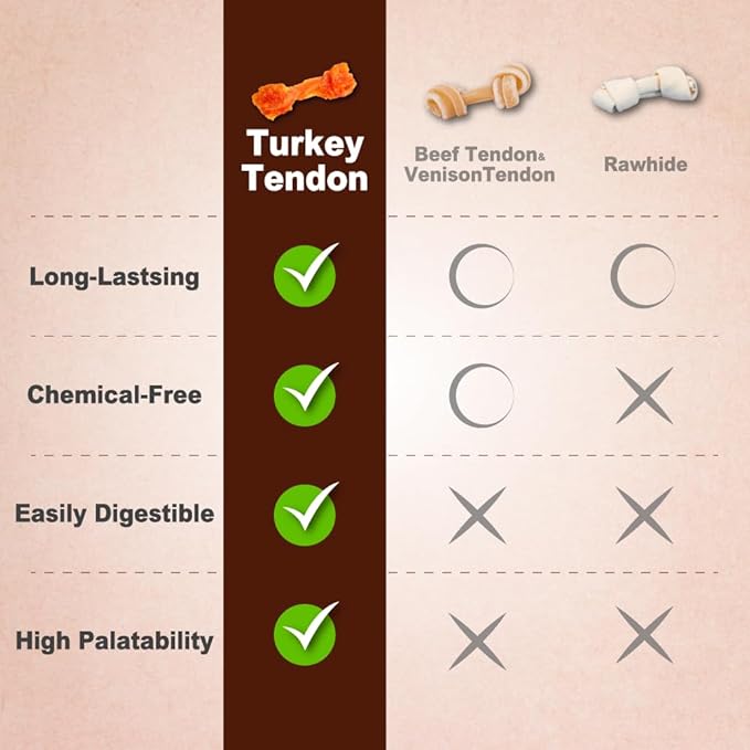 A Freschi srl Turkey Tendons for Dogs, Long-Lasting, Hypoallergenic Rawhide Alternative, Human Grade, Healthy Puppy Chews, Natural Dog Treats for Large Dogs, Bone (L), 10 Count Box