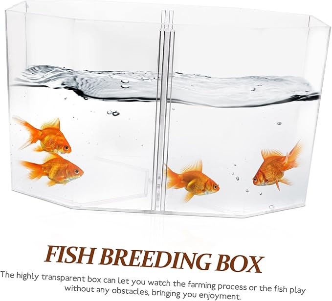 ARTIBETTER Transparent Fish Isolation Tank Two Compartments High- Breeding Box for Betta and Small Fish Aquarium Incubator for Spawning and