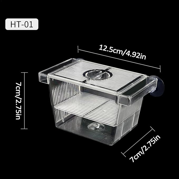 1/2 Fish Breeding Box - Aquarium Breeder Box, Fish Acclimation Box with 2 Suction Cups | Easily Install Fish Isolation Box, Acrylic Aquarium Hatchery Incubator for Baby Fishes Shrimp Betta Guppy