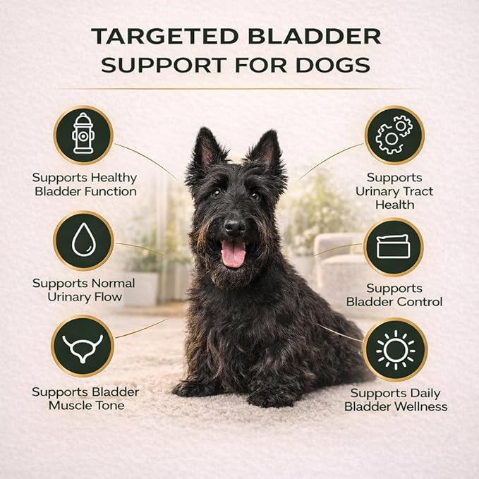 VetriScience Bladder Health Chewable Tablets, Bladder Strength Urinary Tract Supplement for Dogs, Reduce Urine Leakage and Overactive Bladder, With Soy Protein and Saw Palmetto, Smoke, 90 Count