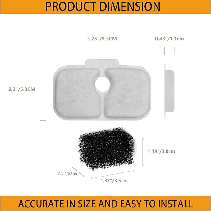 20 Packs Cat Water Fountain Filter Replacement Compatible with Dockstream Cat Water Fountain PLWF005/PLWF115/PLWF105,Triple Filtration System Replacement Filter with Pre-Filter Sponge