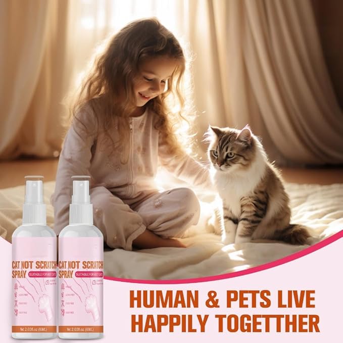 Cat Deterrent Spray to Protect Furniture - Natural Ingredient Scented Deterrent for Scratching, Chewing on Cords, Sofa, Walls & Plants, Pet Behavior Aid, 1 PC
