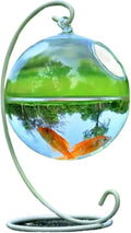 Transparent Hanging Glass Aquarium Fish Tank Bowl - Stylish Round/Rectangle Shape with Rack Holder for Home Decoration(White-02)