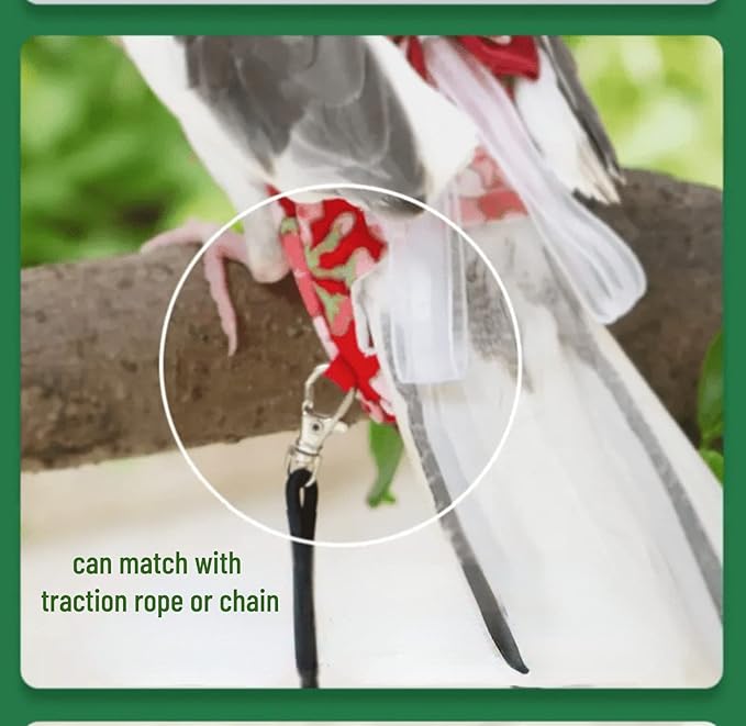 Bird Flight Suits Diapers, Parrot Flight Suits Diapers for Monk Parakeets, Cockatiels Flight Suits, Parrot Clothes, Bird Training Nappy Suit Liners Clothes (S, Red-D)
