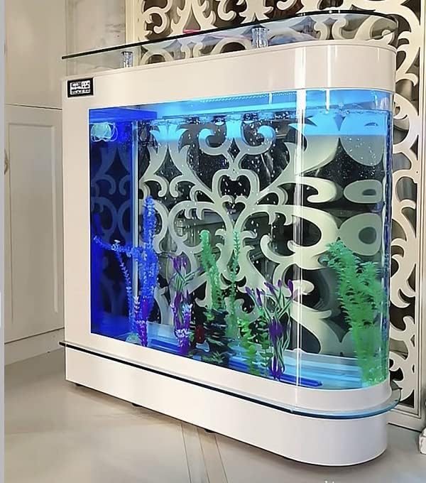 124Gal LED Aquarium Kit Upright Fish Tank Large Glass Fishbowl Glsaa Bar for Patios Living Office Room and Kitchen 47.3 * 49.6 * 15.8in