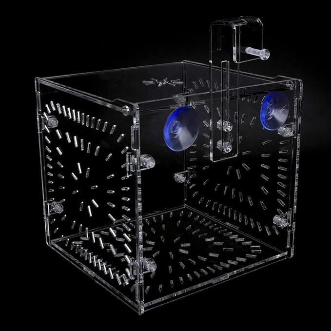 Fish Tank Breeding Box Acrylic Isolation Incubation, Adjustable Height, Transparent - Durable Material, Stable Attachment, Ideal for Aggressive and Sick Fish (15CM*15CM*15CM)