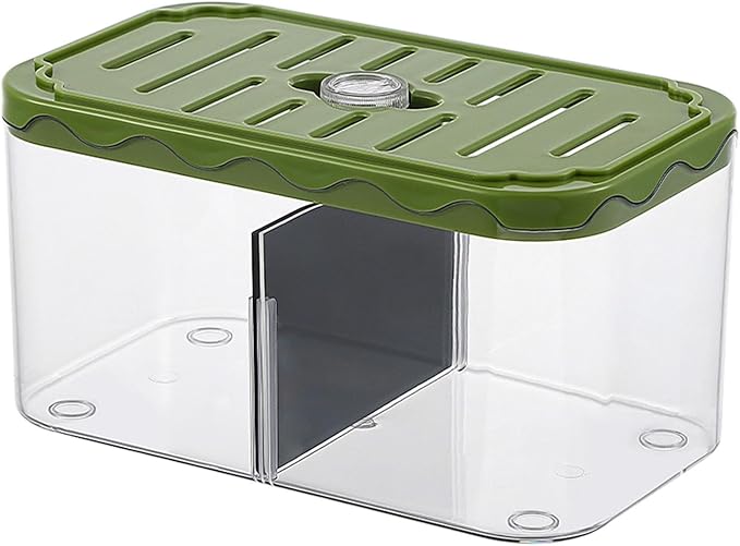 Fish Breeding Box Aquarium Tank Hatchery Container with Removable Divider Made from Transparent PET Material Suitable for Home Off, Green
