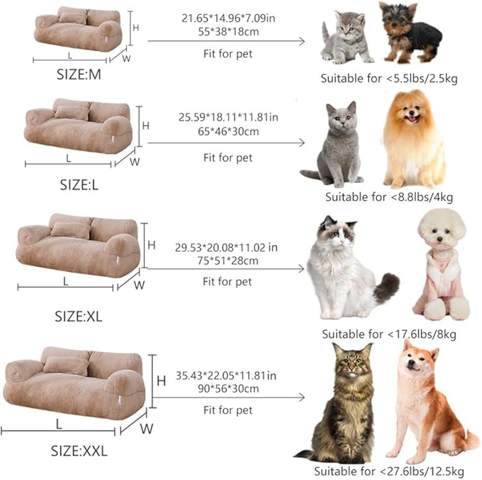 Cat Sofa Bed Pets Cute Couch,Medium Dog, Large Cat Sofa Pet Bed cat Supplies for Indoor (Off-White, X-Large)