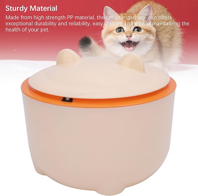 Tyenaza Cat Litter Trash Can with Press Type Lid Enclosed Design Compact Multipurpose Cat Waste Trash Can for Home