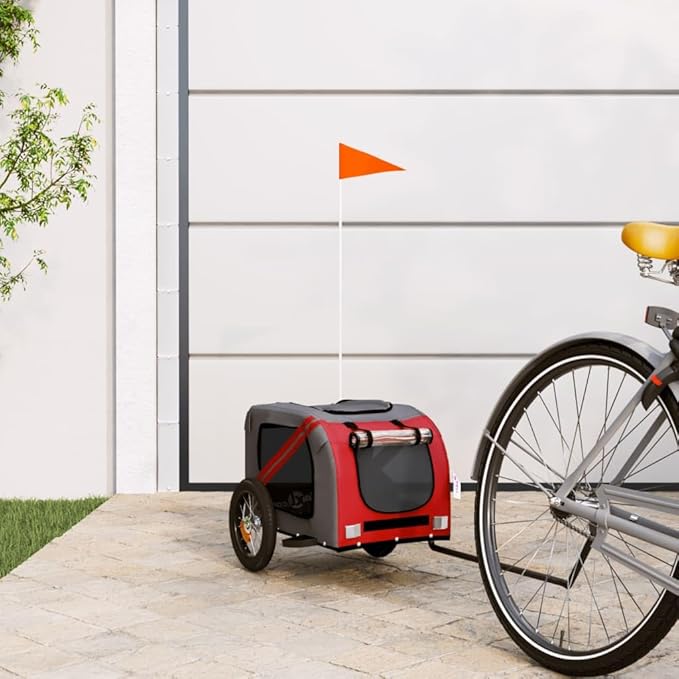 Pet Bike Trailer for Small Dogs, Durable Oxford Fabric with Weatherproof & Scratch-Resistant Design, Zippered Doors and Mesh Windows for Safe Outdoor Rides