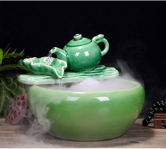 Fish Tabk Aquarium Fish Tankchinese Style Ceramic Flow Water Fountain Office Living Room Table Top Fish Culture Bowl Aquarium Starter Kits Cool Fish Tank(C,23cm)