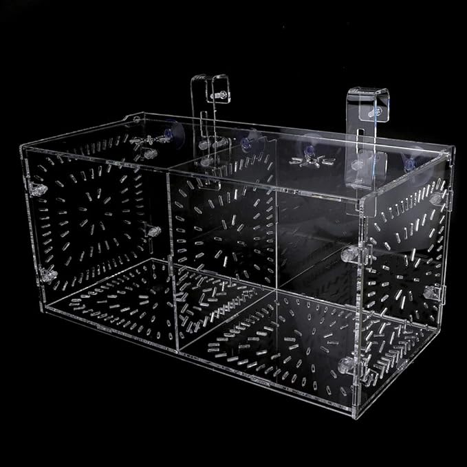 Fish Tank Breeding Box Acrylic Isolation Incubation, Adjustable Height, Transparent - Durable Material, Stable Attachment, Ideal for Aggressive and Sick Fish (30CM*15CM*15CM)