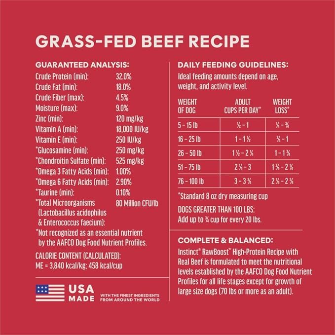 Instinct RawBoost, Natural Dry Dog Food with Freeze-Dried Pieces, High Protein, Grain-Free Recipe - Real Beef, 10 lb. Bag
