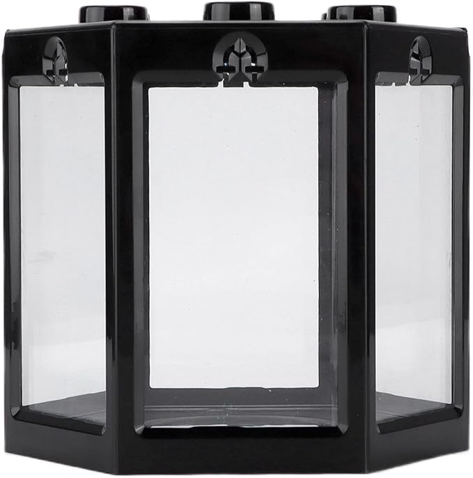 Fydun Betta Aquarium S R Kits, Small Fish Hex Shape Superimposable Portable Kits, No Clean Aquariums Mini for Office DecorationBlack Corners Clear Loving Kids Lovers Decoration (Black)