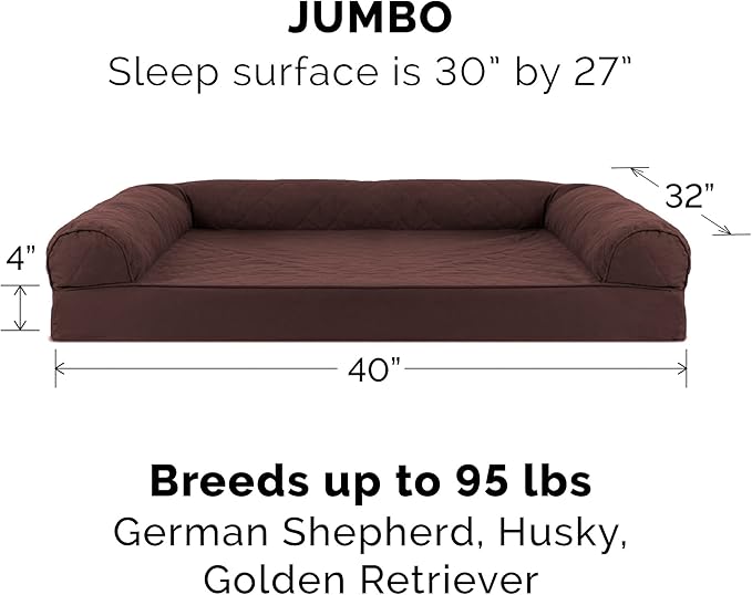 Furhaven Replacement Dog Bed Cover Quilted Sofa-Style, Machine Washable - Coffee, Jumbo (X-Large)
