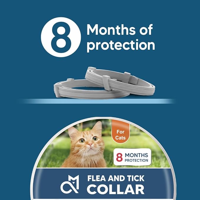 Flea Collar for Cats, Tick Collars for Cats,8 Months Protection,Plant Ingredients, Cat Flea Tick Collar -2P