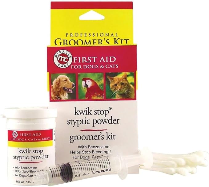 Styptic Kwik Stop Dog Cat Bird Ferret Helps Stop Bleeding Fast Powder Gel Pads or Swabs (Groomer's Kit)