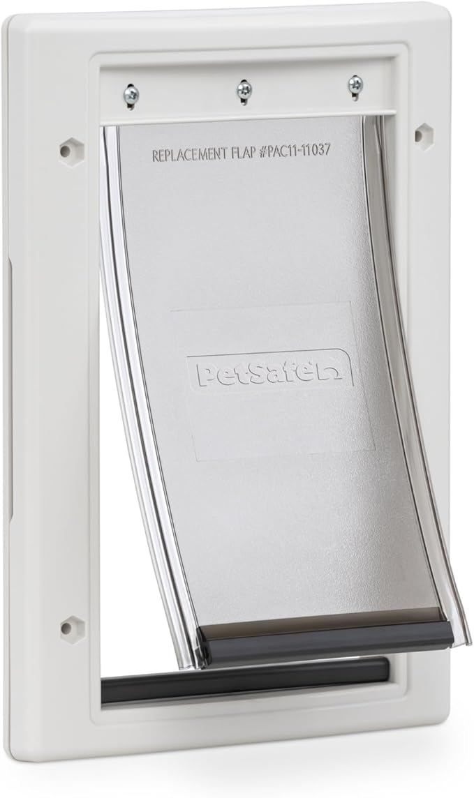PetSafe Plastic Pet Door - Easy Install for Wood, PVC Metal & Paneled Doors - Rust-Free Plastic Frame - Flap Dimensions 5 1/4" W x 8 1/8" H - for Small Pets Weighing Up to 15 Lb
