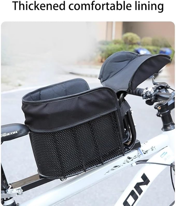 Front-Mount Dog Bike Carrier, Bicycle Pet Basket with Safety Clip, Steel Support Rail & Soft Lined Interior