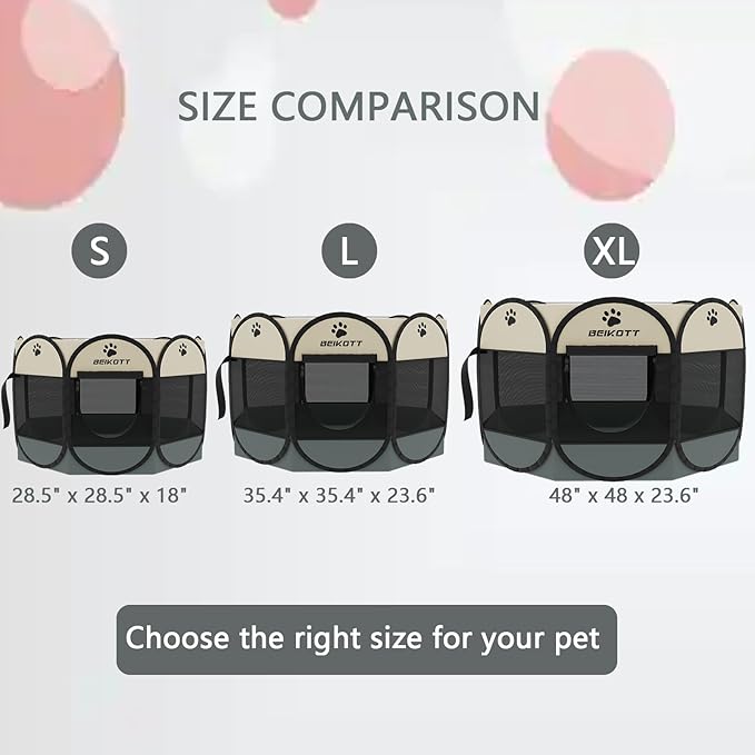Pet Playpen, Foldable Dog Playpens, Portable Exercise Kennel Tent for Puppies/Dogs/Cats/Rabbits, Dog Play Tent with Removable Mesh Shade Cover for Travel Indoor Outdoor Using(Large)