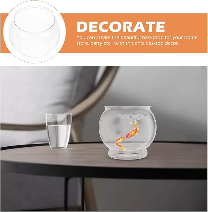 Homoyoyo Plastic Fish Bowl Round Clear Goldfish Vases for Betta Fish Aquarium Home Decor Party Drinks Crafts Unbreakable Transparent 18.00X18.00X17.00CM