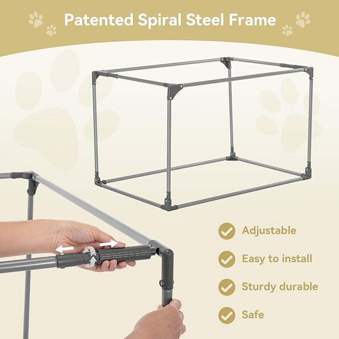 PETSFIT Portable Dog Crate for Medium Dogs, – 30" Soft Dog Travel Crates with Lockable Zippers & Thicken Mat, Adjustable Patented Spiral Steel Frame, Collapsible Kennel for Indoor & Outdoor