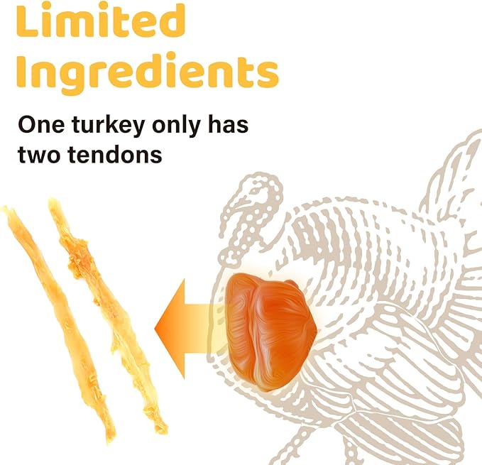 iPaw 10 Pcs Value Pack Turkey Tendon for Dogs, Ingredient Sourced from USA, Hypoallergenic, All Natural Human Grade Puppy Chew, Dog Treats for Signature Series, Rawhide Alternative, Bone (Small)