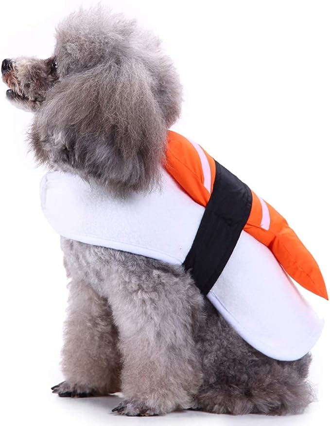 Halloween Fancy Fleece Dogs Cats Warm Costumes Coat Shrimp Sushi for Teddy, Pug, Chihuahua, Shih Tzu, Yorkshire Terriers, Papillon V-Sushi XS
