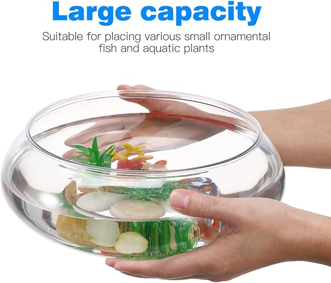 NOLITOY Clear Fish Bowl Vase, Fish Tank Aquarium Bubble Round Shallow Planter Aquatic Plant Pot for Office Desktop Decorative