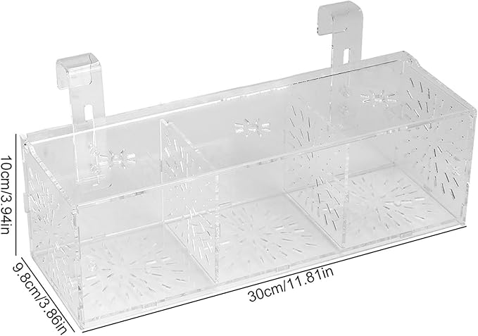 Acrylic Transparent Fish Tank Breeding Isolation Box, Aquarium Hatchery Incubator Holder with Suction Cup and Hook for Freshwater Tropical Fish Fry Rearing (30CM*10CM*10CM)