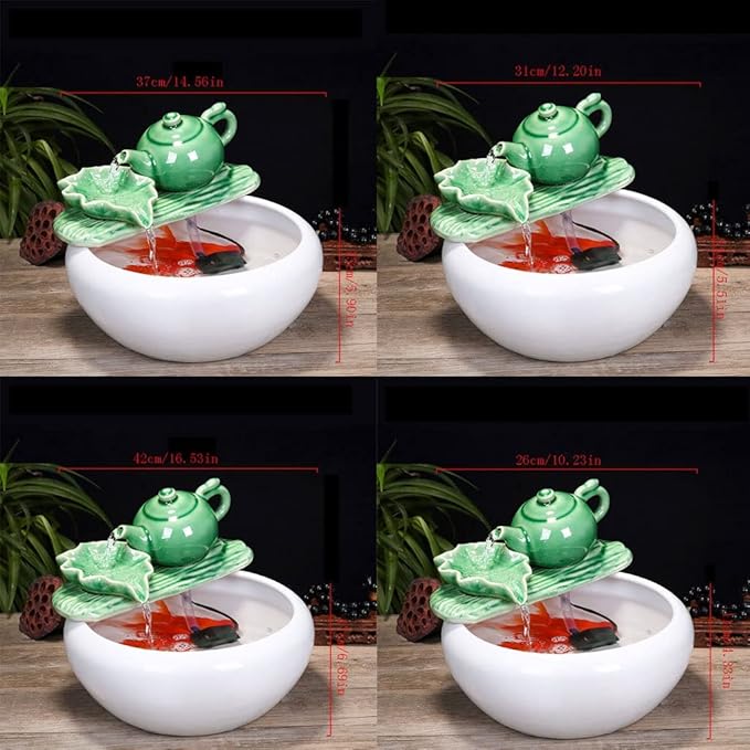 Fish Tabk Aquarium Fish Tankchinese Style Ceramic Flow Water Fountain Office Living Room Table Top Fish Culture Bowl Aquarium Starter Kits Cool Fish Tank(B,23cm)