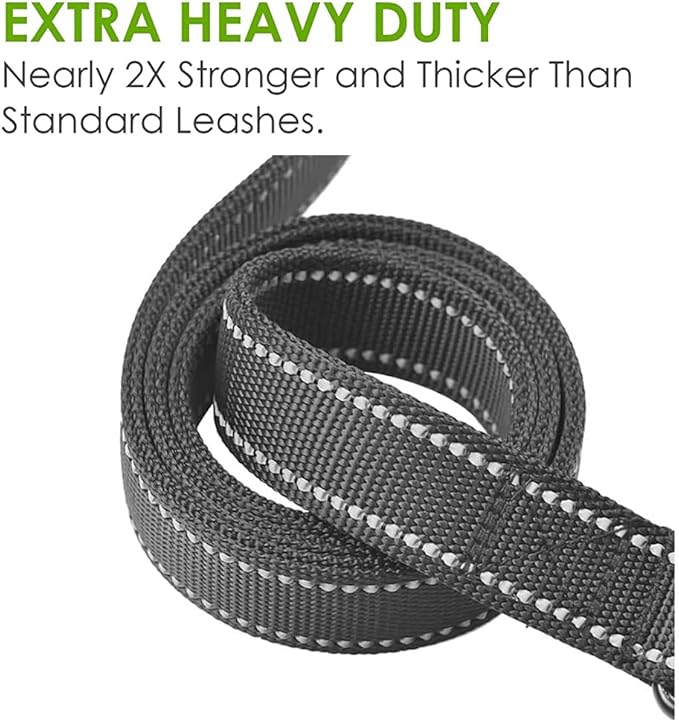 Heavy Duty Dog Leash - 2 Handles by Padded Traffic Handle for Extra Control, 6foot Long - Perfect for Medium to Large Dogs (Dark Blue, 6 ft)