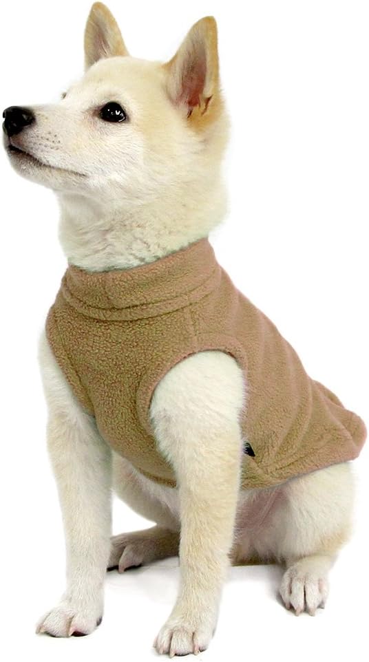 Gooby - Stretch Fleece Vest, Pullover Fleece Vest Jacket Sweater for Dogs, Sand, Small