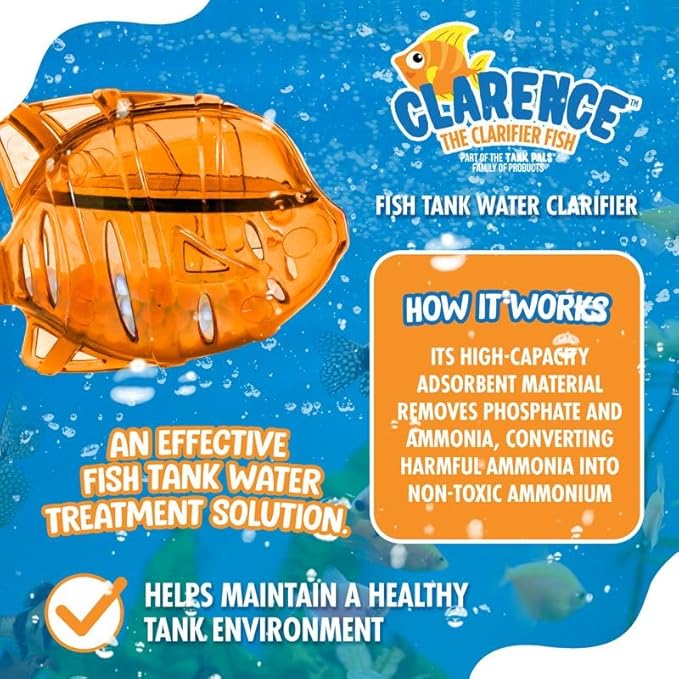 Aquarium Water Clarifier | Clear Cloudy Fish Tank Water Treatment, Safe for Freshwater & Saltwater Fish and Plants - Orange & Purple, 2 Pack