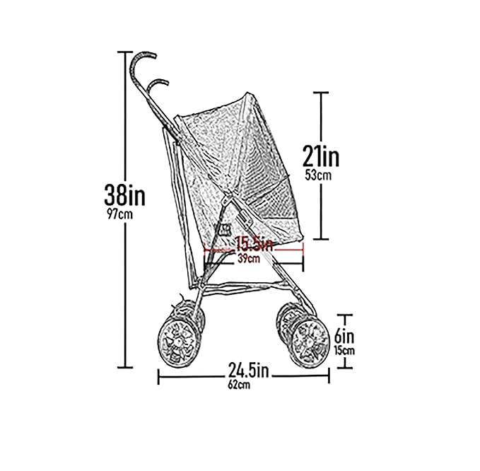 Pet Gear Travel Lite Plus Stroller, Compact, Easy Fold, No Assembly Required, Large Wheels for Cats and Dogs up to 15 pounds, Midnight Black