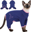 DENTRUN Cat Clothes for Hair Control with Hair Sticky Fabric - Soft Recovery Suit & Breathable Lint-Resistant Cat Sweater for Cats Only, Kitten Onesie Pajamas, XXL, Blue