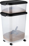 Amazon Basics Pet Food Storage Container Set, 30lbs and 10lbs with Scoop, for Dogs and Cats