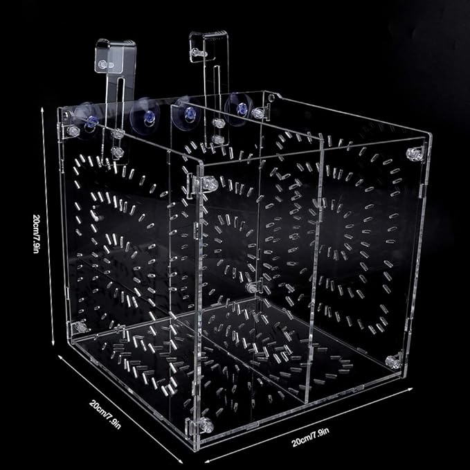 Fish Tank Breeding Box Aquarium Isolation Box High Transparency Adjustable Height Sturdy Acrylic Material for Fish Shrimp Isolation Transparent 15x15x15cm 30x15x15cm 20x20 (20MC *20CM*20CM)