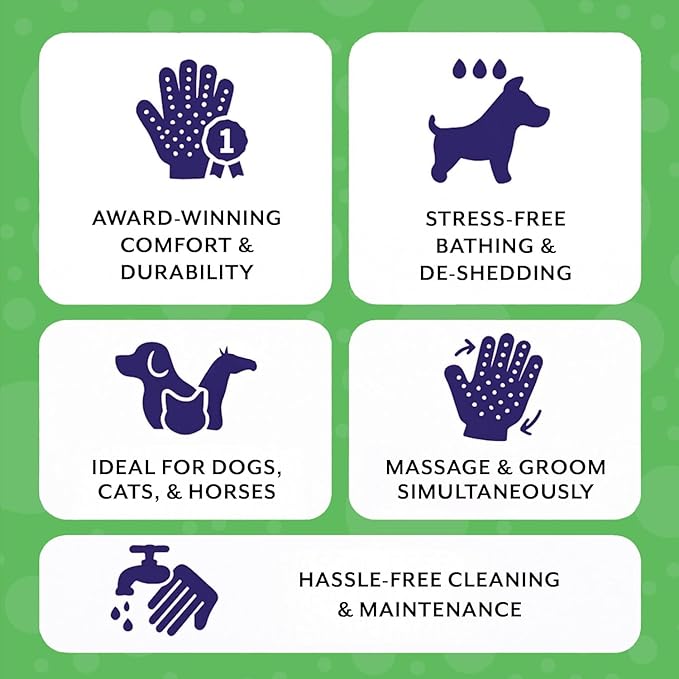 H HANDSON Pet Grooming Gloves - Patented #1 Ranked, Award Winning Shedding, Bathing, & Hair Remover Gloves - Gentle Brush for Cats, Dogs, and Horses (Grey, X-Large)