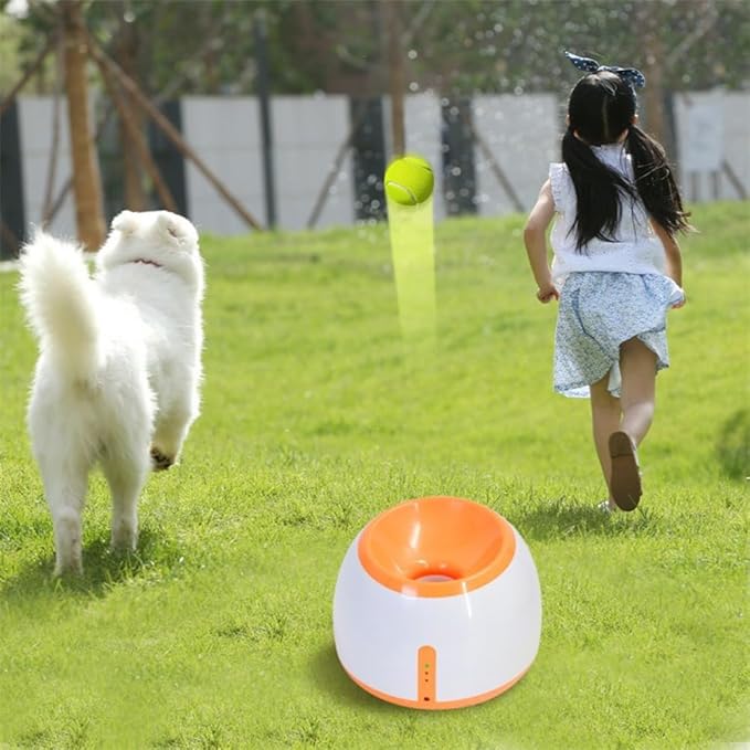Eaacaa Automatic Ball Thrower for Dogs, 2025 Upgraded Ball Thrower with 3 Tennis Balls, Mentally Stimulating Training Dog Toy for Medium and Large Dogs (Grey)